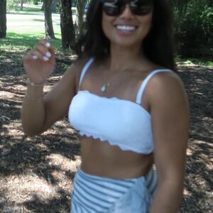 TARGET Lace Bra Eyelet Cami Medium Strap Bandeau Bralette Women's White Crop Top